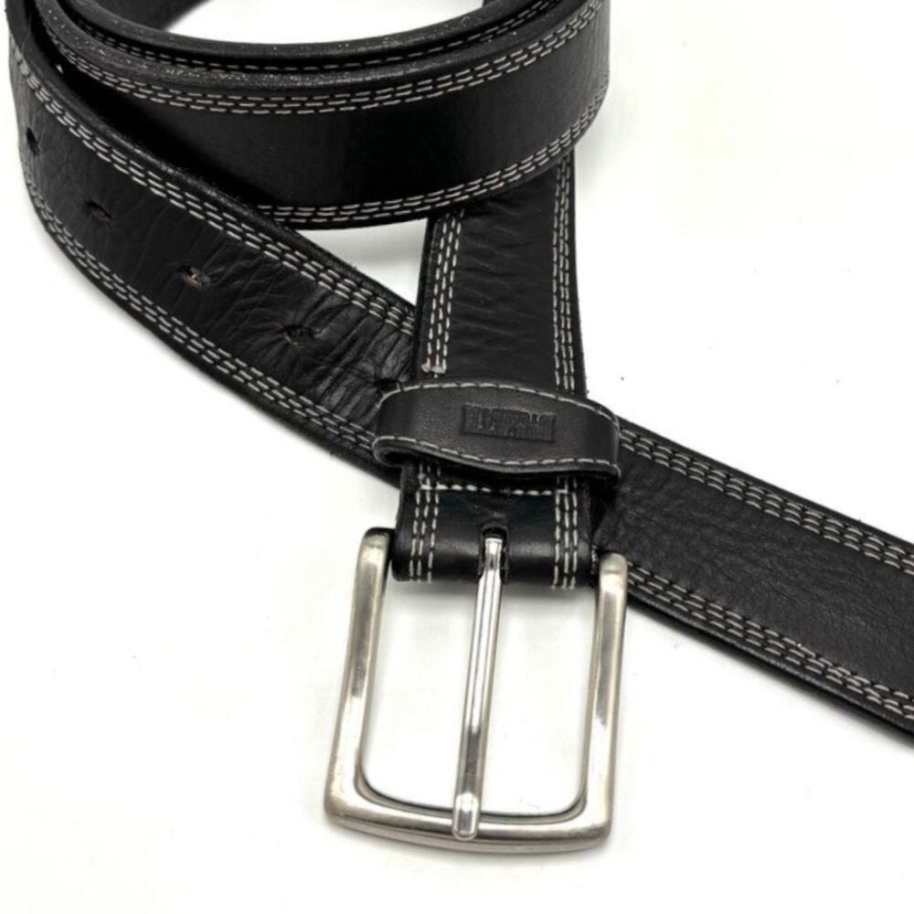 Duluth Trading Co Black Leather Work Belt 48 Gets Better With Age Heavy Duty USA